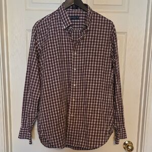 Peter Millar Men's Burgundy Plaid Button-Down Shirt